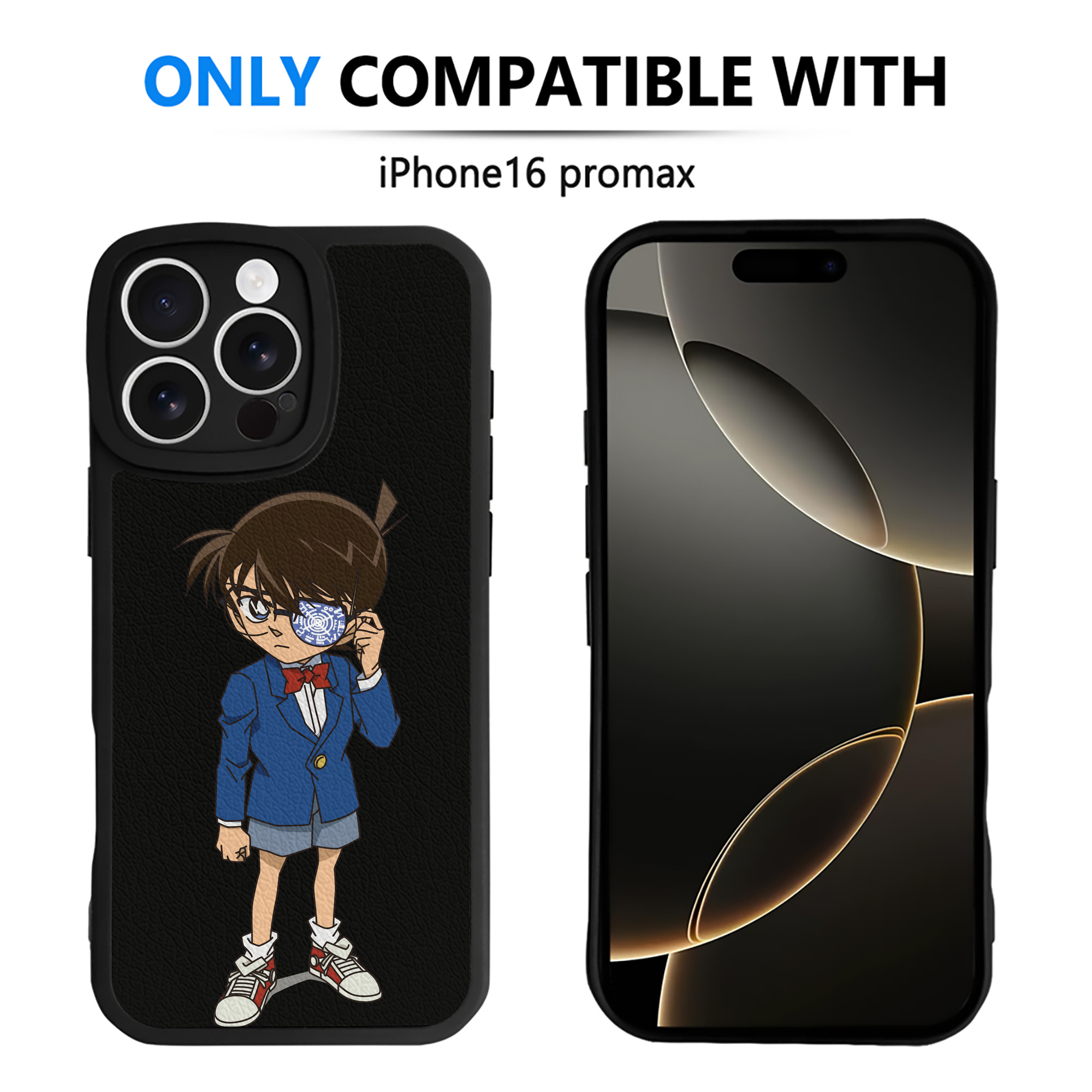 （画像用） 名探偵コナン 江戸川 コナン Detective Conan Conan Edogawa 【iPhone 16シリーズ対応】シリコンスマホケース（レザー調） 材質：シリコン
